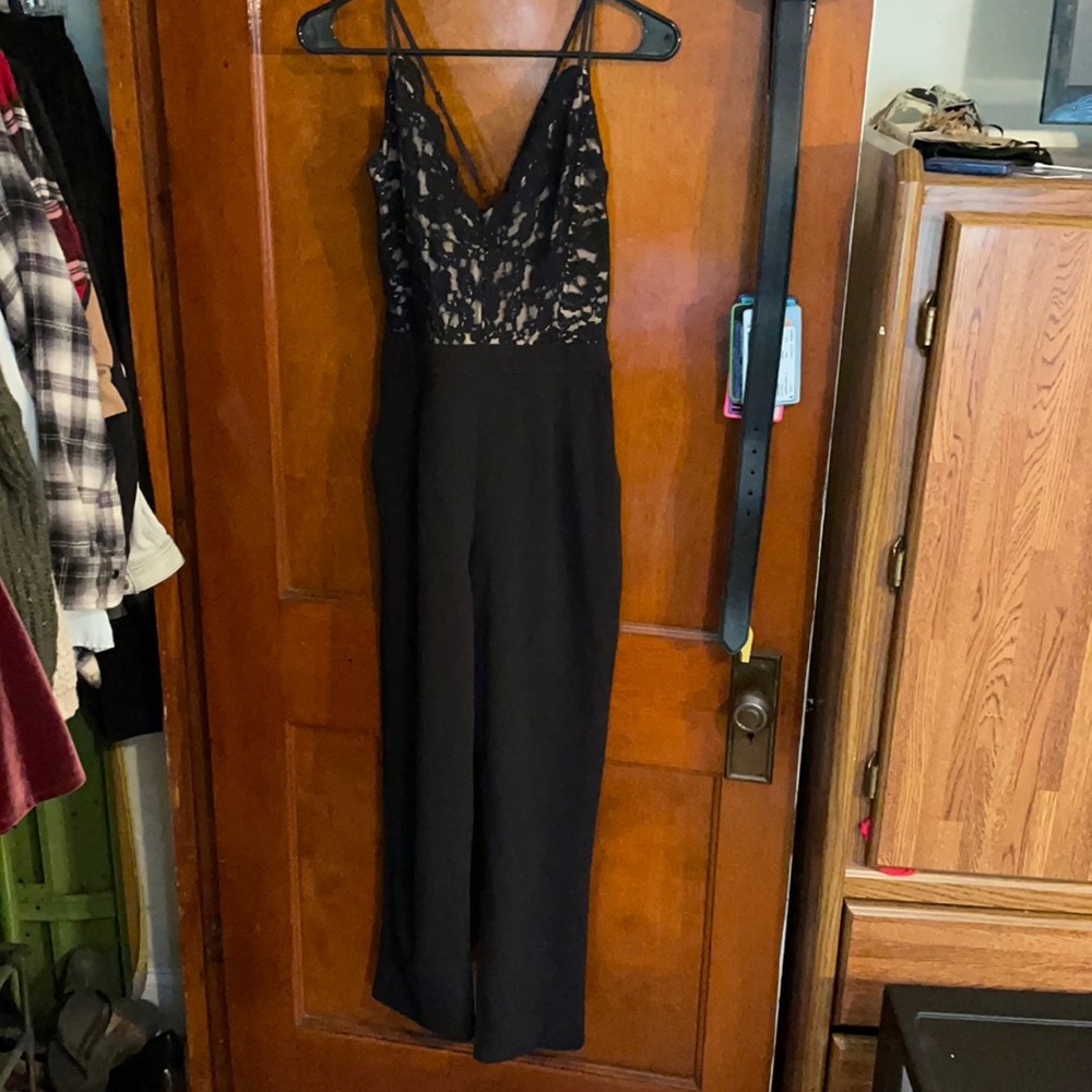 Express Black Lace Jumpsuit (cropped pants)